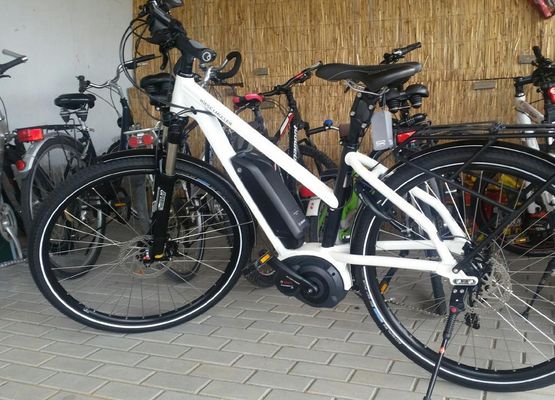 Fahrräder stehen gratis zur Verfügung. E-Bikes gegen Gebühr.