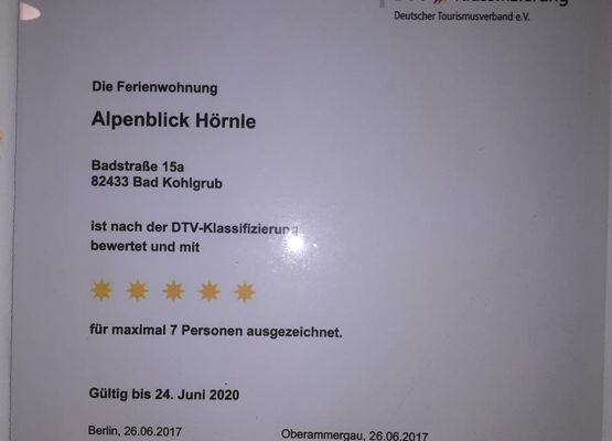 Fewo Alpenblick Hörnle DTV 5 Sterne Auszeichnung