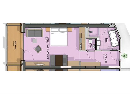 Plan kleines Appartement (KAT I)