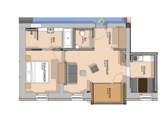 Plan mittleres Appartement (KAT II)